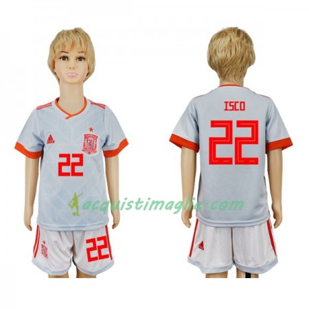 Divisa di Calcio Spagna Isco 22 Bambino Trasferta Mondiali 2018